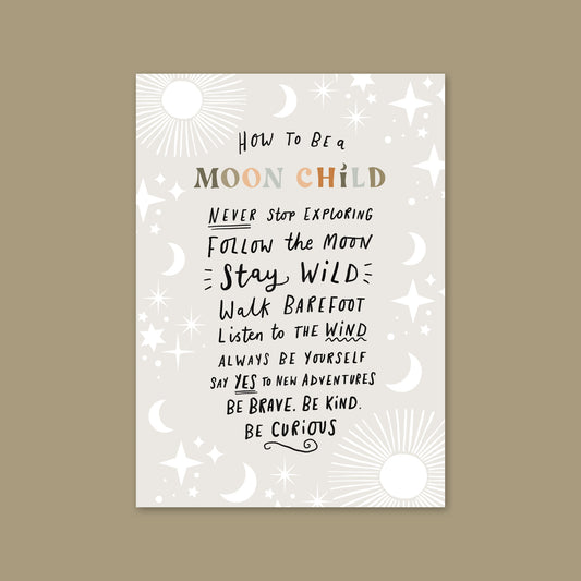 How To Be a Moon Child Colour Art Print