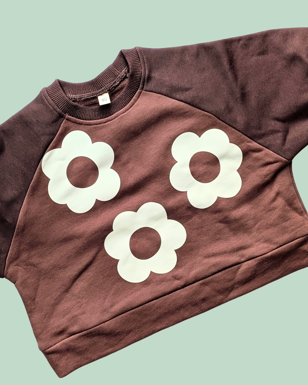 SALE Duo-Tone Brown Lightweight Sweater with Flower print 1-2 years