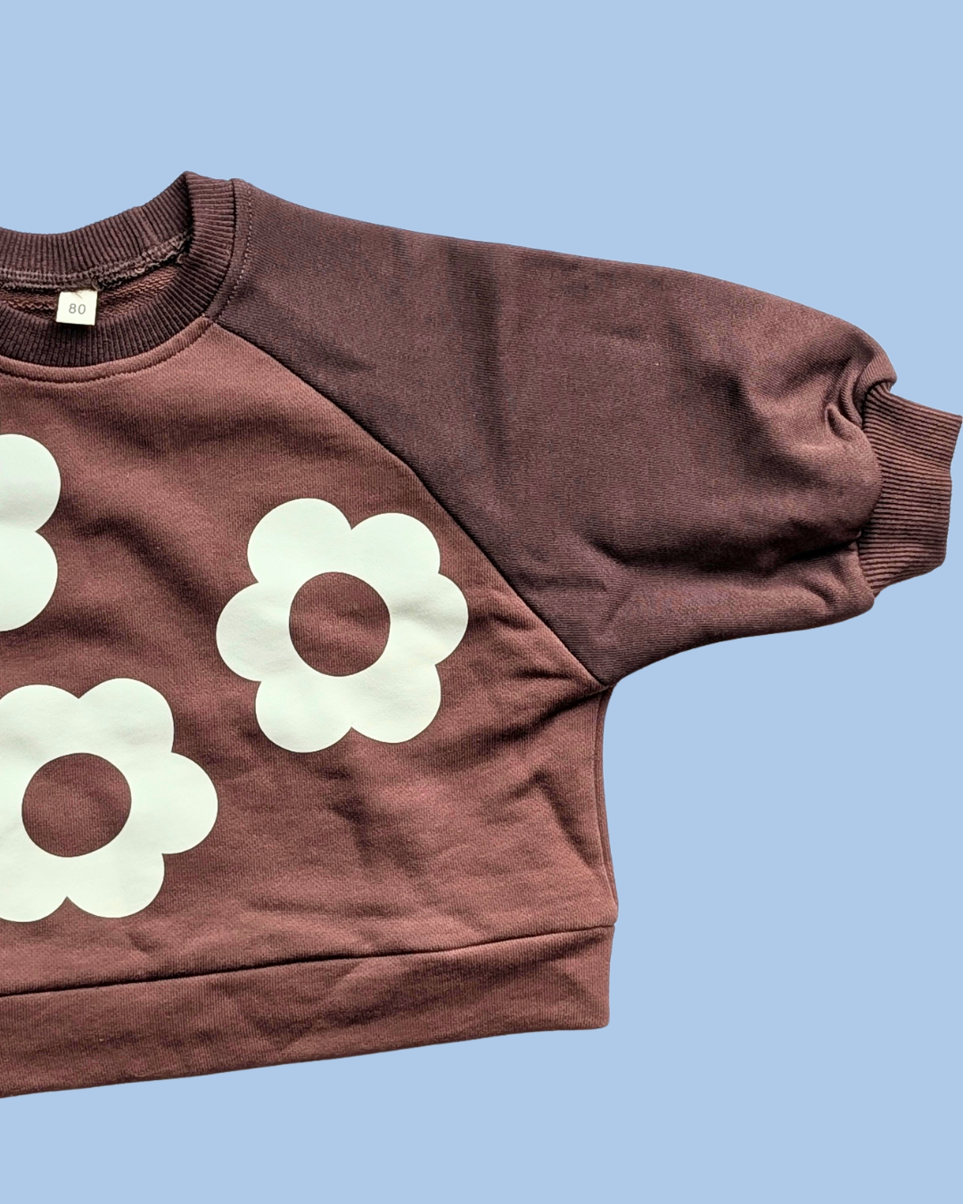 SALE Duo-Tone Brown Lightweight Sweater with Flower print 1-2 years