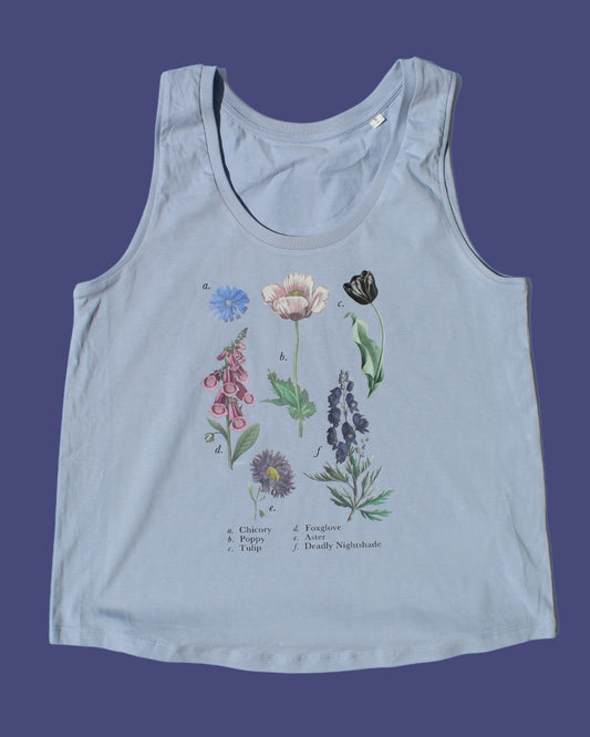 LILAC/BLUE VINTAGE FLOWERS LADIES VEST - Small