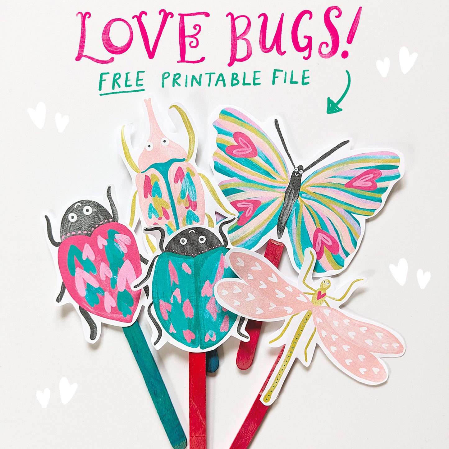 Love Bugs Free Valentine's Craft Printable