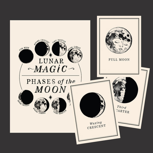 Moon Phase Cards & Print - DOWNLOAD / PRINTABLE version